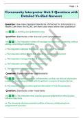 Community Interpreter Unit 5 Questions with  Detailed Verified Answers 