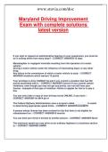 Maryland Driving Improvement Exam with complete solutions latest version&period;