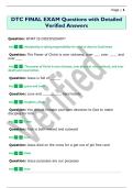 DTC FINAL EXAM Questions with Detailed  Verified Answers 