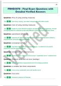 FRHD3070 - Final Exam Questions with  Detailed Verified Answers