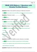 FRHD 3070 Midterm 1 Questions with  Detailed Verified Answers 