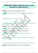 FRHD3070 FINAL EXAM Questions with  Detailed Verified Answers 