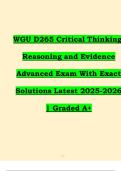 WGU D265 Critical Thinking&colon; Reasoning and Evidence Advanced Exam 2025&ndash;2026 &ndash; Exact Solutions and A&plus; Guide
