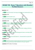 HCAD 730 - Exam 7 Questions with Detailed  Verified Answers