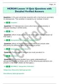 HCR240 Lesson 14 Quiz Questions with  Detailed Verified Answers