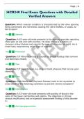 HCR240 Final Exam Questions with Detailed  Verified Answers