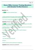 Home Office Licensee Training Questions  with Detailed Verified Answers 