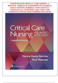 TESTBANK FOR CRITICAL CARE NURSING- A  HOLISTIC APPROACH 12TH EDITION BY PATRICIA  GONCE MORTON&comma; DORRIE K&period; FONTAINE FULL  TESTBANK ALL CHAPTERS 1-56&vert;&vert; LATEST AND  COMPLETE UPDATE WITH VERIFIED SOLUTIONS