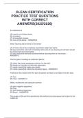 CLEAN CERTIFICATION  PRACTICE TEST QUESTIONS  WITH CORRECT  ANSWERS&lpar;2025&sol;2026&rpar;