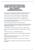 CLEAN CERTIFICATION FINAL  EXAM TEST WITH QUESTIONS  AND CORRECT  ANSWERS&lpar;2025&sol;2026&rpar; 