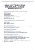CLEAN CERTIFICATION EXAM  PRACTICE WITH ACCURATE  ASWERS&lpar;2025&sol;2026&rpar;