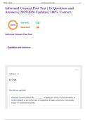 Informed Consent Post Test &vert; 16 Questions and Answers &vert; 2025&sol;2026 Updates &vert; 100&percnt; Correct&period;