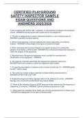 CERTIFIED PLAYGROUND  SAFETY INSPECTOR SAMPLE  EXAM QUESTIONS AND  ANSWERS 2025&sol;2026 