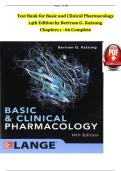 TEST BANK For Basic and Clinical Pharmacology&comma; 14th Edition by Bertram G&period; Katzung&comma; Verified Chapters 1 - 66&comma; Complete Newest Version