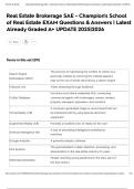 Real Estate Brokerage SAE - Champion's School of Real Estate EXAM Questions & Answers &vert; Latest Already Graded A&plus; UPDATE 2025&vert;2026