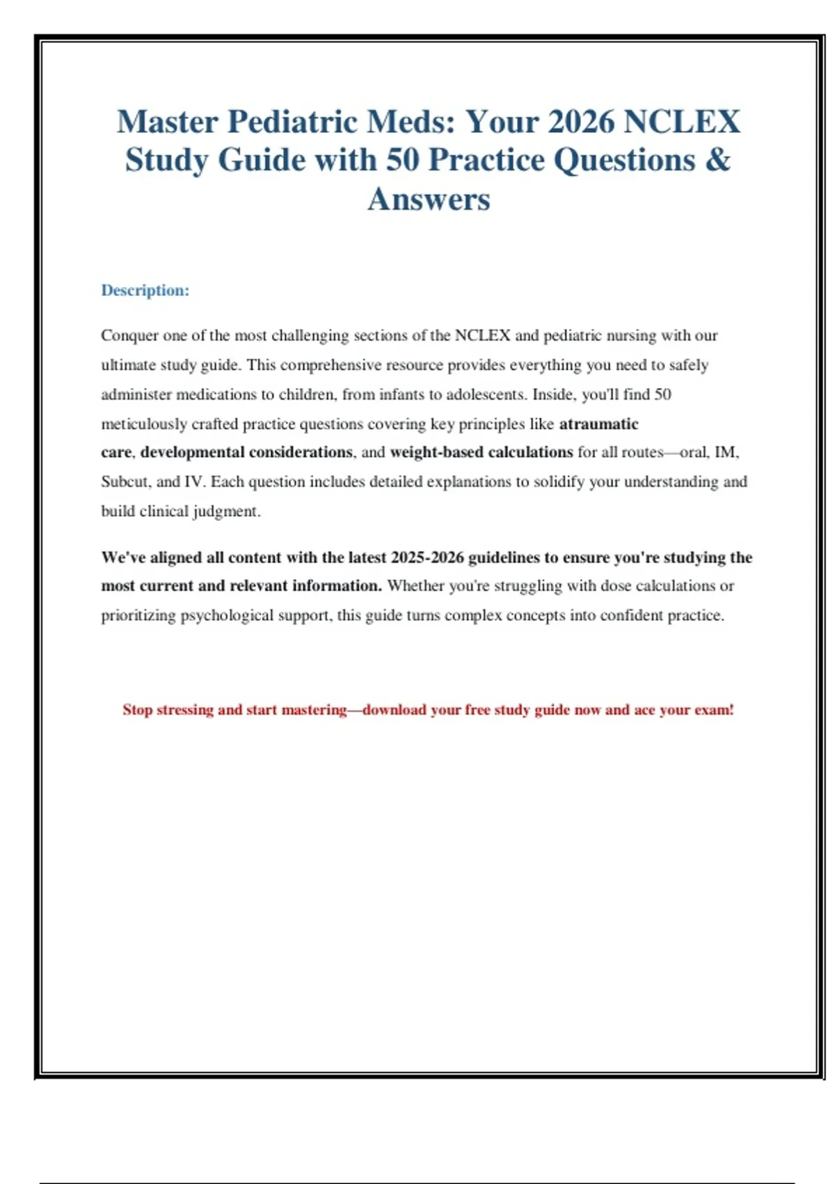 Pediatric Medication Administration: 2026 NCLEX Guide & Practice ...