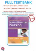 TEST BANK FOR MATERNAL- NEWBORN NURSING&colon; THE CRITICAL COMPONENTS OF NURSING CARE&comma; 4TH EDITION&comma; ROBERTA DURHAM&comma; LINDA CHAPMAN&period;&vert;&vert;ALL CHAPTERS INCLUDED&period;&vert;&vert;COMPLETE GUIDE&period;