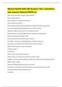 Mental Health NUR 180 Hondros Test 1 Questions and answers Newest RATED A&plus; 