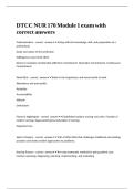 DTCC NUR 170 Module 1 exam with correct answers