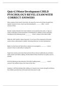 Quiz 4&period;3 Motor Development CHILD PYSCHOLOGY-REVEL EXAM WITH CORRECT ANSWERS&period;