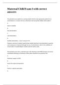 Maternal Child Exam 3 with correct answers