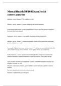 Mental Health NU160 Exam 3 with correct answers