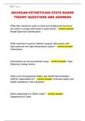 MICHIGAN ESTHETICIAN STATE BOARD  THEORY QUESTIONS AND ANSWERS