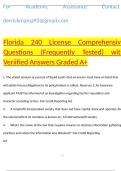 Florida 240 License Comprehensive Questions &lpar;Frequently Tested&rpar; with Veriified Answers Graded A&plus;