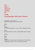CFI CBCA Financial Analysis for Credit Exam Questions With Correct Answers