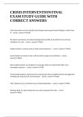 CRISIS INTERVENTION FINAL EXAM STUDY GUIDE WITH CORRECT ANSWERS