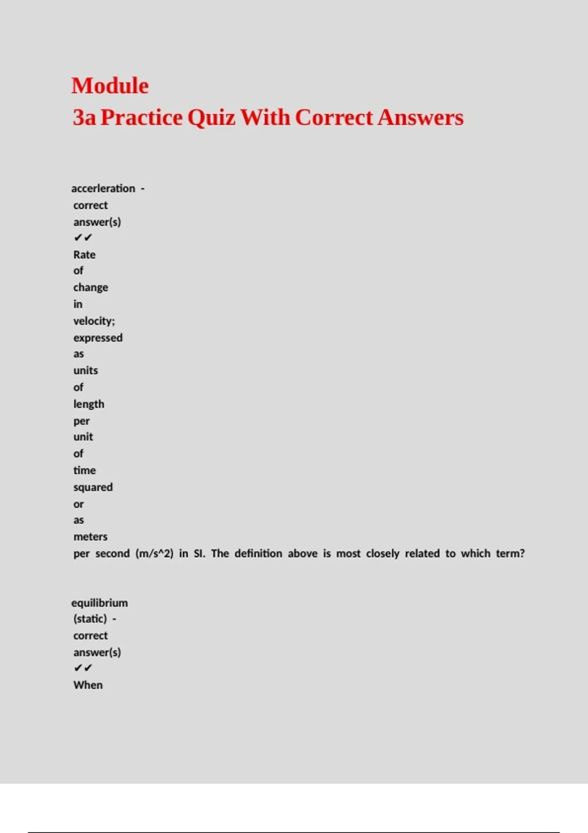 Module 3a Practice Quiz With Correct Answers. - Spotter Network - Stuvia US