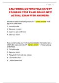 CALIFORNIA MOTORCYCLE SAFETY  PROGRAM TEST EXAM BRAND NEW  ACTUAL EXAM WITH ANSWERS&period; 
