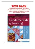 Fundamentals of Nursing – 12th Edition (Potter, Perry, Stockert, Hall, Ostendorf) | Complete Test Bank with Verified Answers ISBN-13 978-0443124068