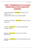 QUIZ 1 PHARMACOLOGY 5334 EXAM  BRAND NEW ACTUAL EXAM WITH  ANSWERS&period; 