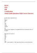 HVAC EPA 608 Certification Study Guide Questions With Correct Answers