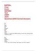 NAPSRx Final Exam NAPSRX Test CNRP 2025 Questions With Correct Answers