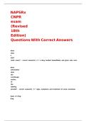 NAPSRx CNPR exam &lpar;Revised 18th Edition&rpar; Questions With Correct Answers&period;
