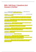 BIOL 1442 Exam 1 Questions And Answers &vert;&vert; Verified