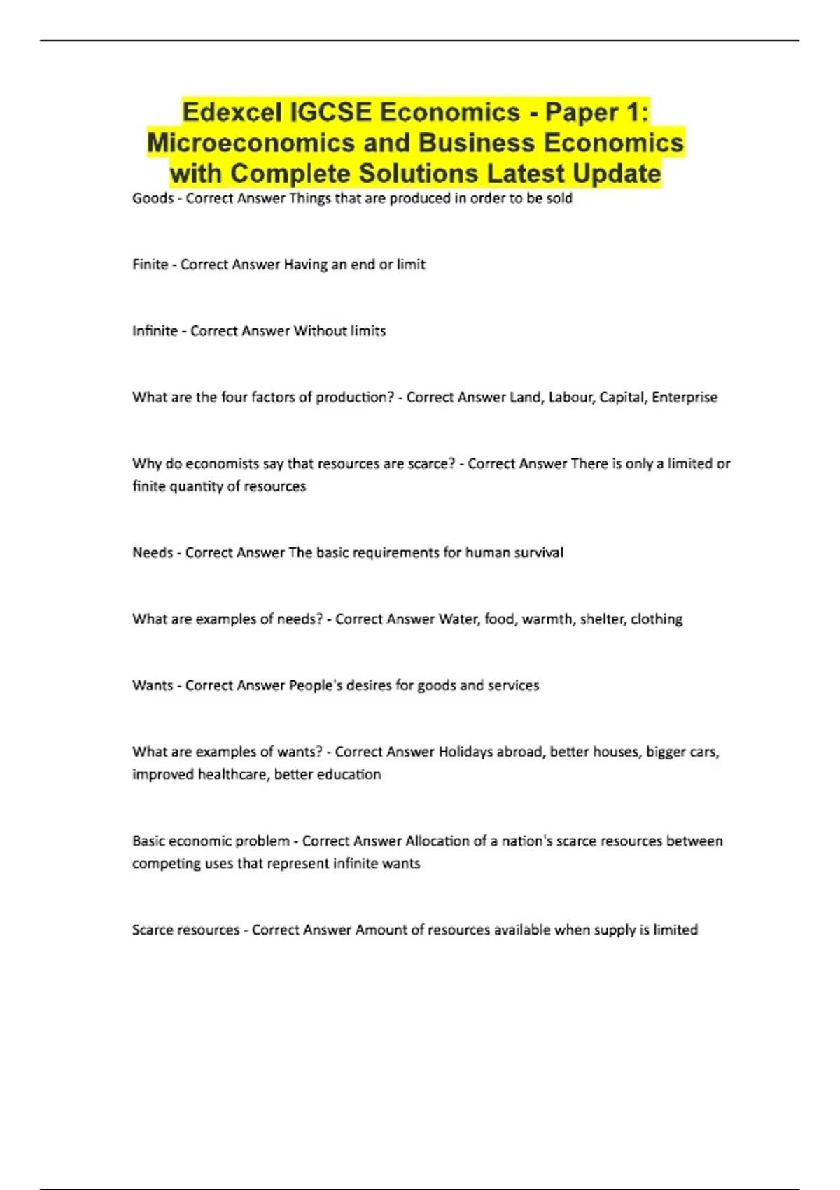 Edexcel IGCSE Economics - Paper 1: Microeconomics and Business ...
