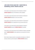 LAW AND ETHICS QUIZ WK 1 QUESTIONS & ANSWERS&vert;&vert; LATEST UPDATE 2025&sol;26