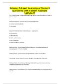 Edexcel A-Level Economics Theme 3 Questions with Correct Answers 2025&sol;2026