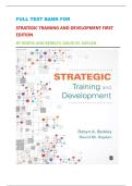 FULL TEST BANK FOR   STRATEGIC TRAINING AND DEVELOPMENT FIRST  EDITION  BY ROBYN ANN BERKLEY&comma; DAVID M&period; KAPLAN  