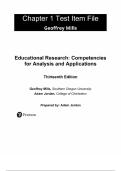 Test Bank for Educational Research&colon; Competencies for Analysis and Applications&comma; 13th edition by Mills&comma; Jordan &comma; All chapters complete guide&excl;