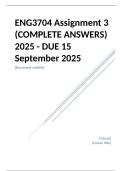  ENG3704 Assignment 3 &lpar;COMPLETE ANSWERS&rpar; 2025 - DUE 15 September 2025