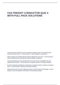CSX FREIGHT CONDUCTOR QUIZ 4 WITH FULL PACK SOLUTIONS