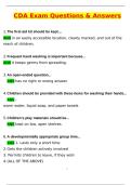 CDA Exam &lpar;Latest 2025 &sol; 2026 Update&rpar; Actual Questions and Verified Answers &vert; 100&percnt; Correct &vert; Grade A&plus;