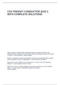 CSX FREIGHT CONDUCTOR QUIZ 2 WITH COMPLETE SOLUTIONS