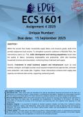 ECS1601 Assignment 4 &lpar;ANSWERS&rpar; 2025 - DISTINCTION GUARANTEED