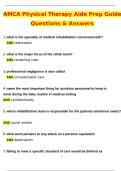 AMCA Physical Therapy Aide Prep Guide &lpar;Latest 2025 &sol; 2026 Update&rpar; Actual Questions and Verified Answers &vert; 100&percnt; Correct &vert; Grade A&plus; COMPLETE