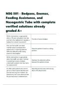 NSG 501 - Bedpans&comma; Enemas&comma; Feeding Assistance&comma; and Nasogastric Tube with complete verified solutions already graded A&plus;